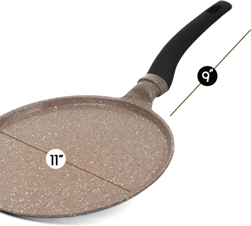 Miniatura 7 de DIIG Sartén antiadherente para crepas de 11 pulgadas con espátula esparcidora, sartén para panqueques antiadherentes para cocinar, plancha marrón