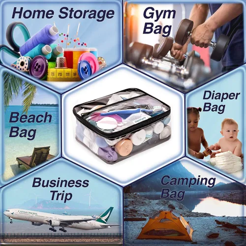 Miniatura 8 de Olanmark Neceser transparente aprobado por la TSA - Bolsa de maquillaje transparente grande para viaje, Claro