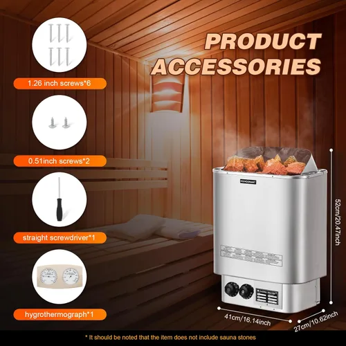 Miniatura 7 de Mxmoonant Calentador de sauna, 6 KW 220 V, calentadores eléctricos de sauna, estufa de vapor seco, baño de sauna para el hogar, hotel, spa, máx. 300