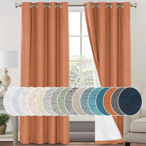 Miniatura 60 de Primitive - Cortinas opacas 100 % de lino texturizado natural para dormitorio, sala de estar, cortinas para ahorra energía, tela de arpillera