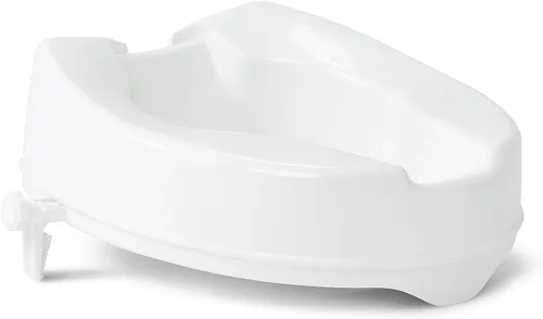 Medline Asiento de inodoro elevado con cerraduras laterales seguras, elevación de 4 pulgadas, capacidad de 250 libras, para personas mayores,