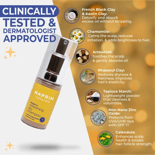 Miniatura 4 de Naprim Naturals Champú seco nutritivo para el cabello en polvo para morenas, absorción de aceite sin talco para un volumen ligero, sin residuos