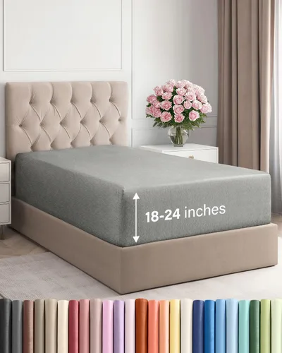 Miniatura 119 de Sábana bajera ajustable extra profunda tamaño completo – Sábana bajera individual de lujo para hotel únicamente – Se adapta fácilmente a colchones
