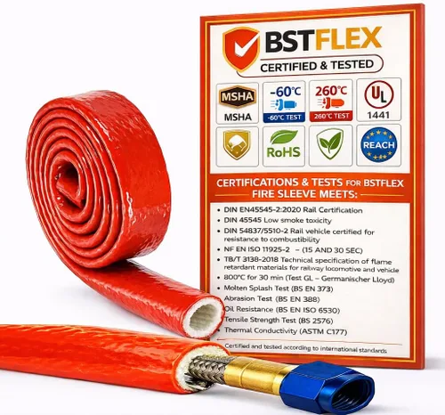 Miniatura 8 de Manga térmica de 5/8 pulgadas ID (16 mm) con protección contra el fuego, termo blindaje de silicona recubierto de fibra de vidrio para líneas