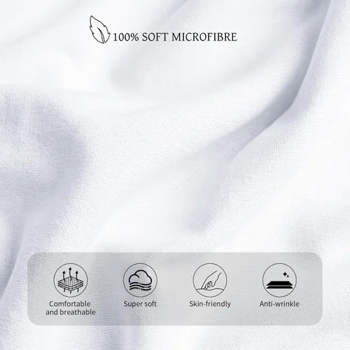 Miniatura 5 de HBHLFZ Sábana Bajera Ajustable King Solamente, Sábana Bajera Suave y Transpirable - 78"x80" Sábana Bajera Ajustable King Size con Bolsillos Blanco