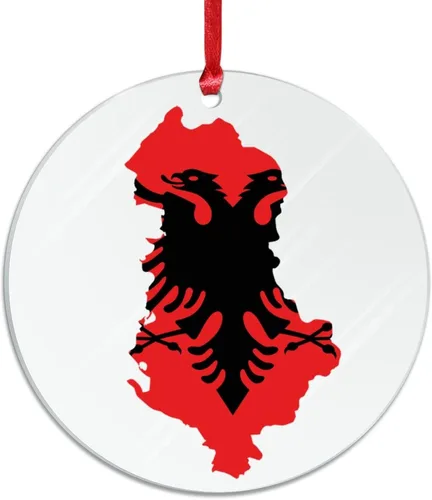 Miniatura 2 de Bandera de Albania, silueta de árbol, adorno de decoración de árbol de Navidad, bandera nacional, recuerdo de árbol de Navidad, recuerdo de Albania