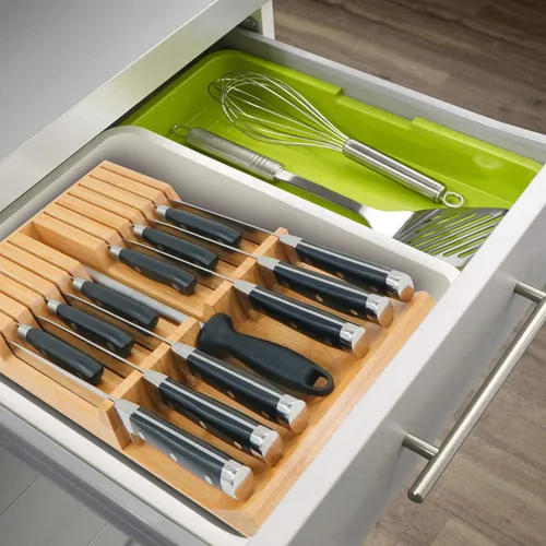 Miniatura 5 de Utoplike - Bloque de cuchillos de bambú para cajones de cocina, organizador y soporte para cuchillos, incluye soporte para cuchillos de bistec, sin
