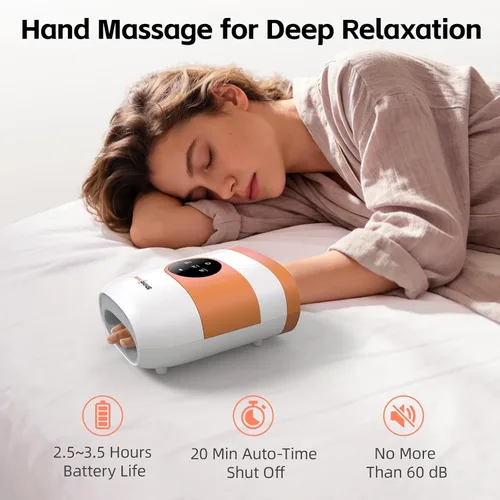 Miniatura 2 de SHINE WELL Masajeador de manos, masajeador de manos inalámbrico con calor y compresión para artritis y túnel carpiano, alivio del dolor muscular