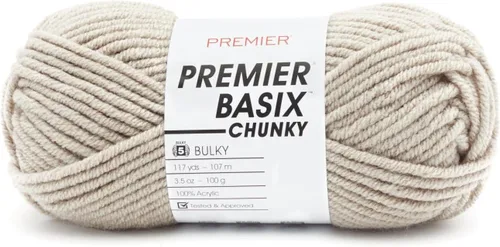 Miniatura 10 de Premier Yarns Basix Hilo Chunky Grueso, Perfecto para Elaborar Proyectos Rápidos, Peso Voluminoso, Hilo Acrílico, Acero, 3.5 onzas, 117 yardas