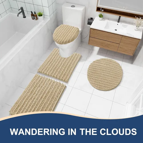 Miniatura 8 de Arotive - Alfombra de baño de lujo de chenilla, extra suave, gruesa, absorbente, esponjosa, antideslizante, se puede lavar y secar a máquina