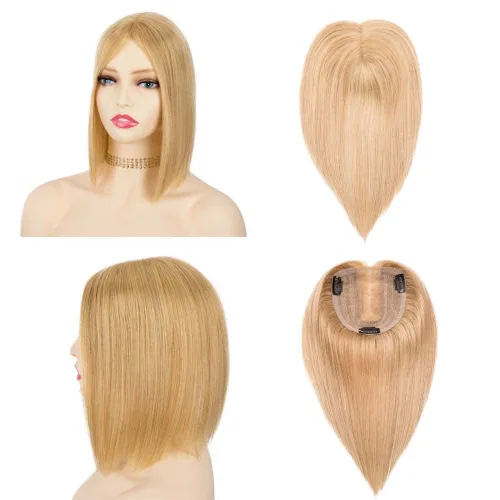Miniatura 13 de originea Toppers de cabello humano 100% Remy con flequillo para mujer, base de seda, con clip, extensiones para adelgazar el cabello/cubierta