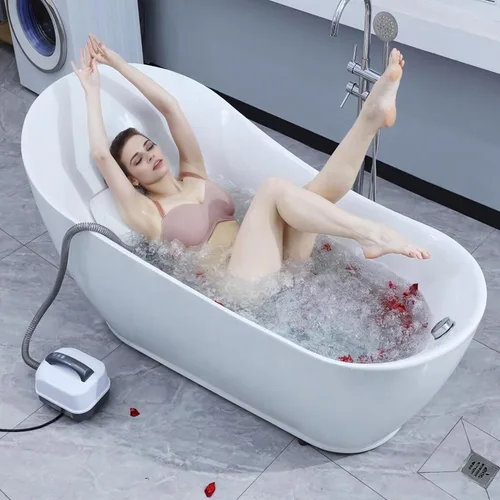 Miniatura 7 de Tapete de baño portátil de burbujas para spa, tapete de baño de burbujas de cuerpo completo con control remoto y almohada, bomba de aire eléctrica