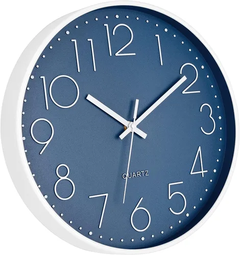Miniatura 5 de Foxtop - Reloj de pared de cuarzo redondo moderno, silencioso, sin tictac, funciona con pilas, decorativo, para dormitorio, cocina, hogar, oficina