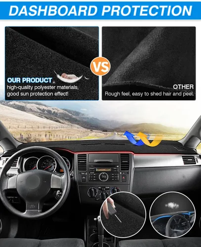 Miniatura 5 de Cartist Ajuste personalizado para C11 2007 2008 2009 2010 2011 Funda para salpicadero de Nissan Versa Tiida, alfombrilla antideslizante, protector