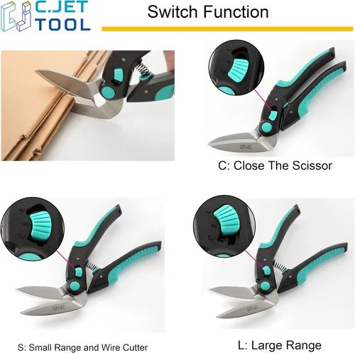 Miniatura 5 de C.JET TOOL Cortador de alfombras resistente de 10 pulgadas, tijeras industriales, multiusos, acero inoxidable profesional de agarre suave (turquesa)