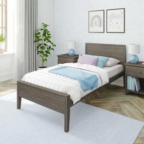 Miniatura 7 de Max & Lily Cama Full, Marco de Cama Full de Madera Maciza con Cabecera de Panel, Cama Full para Niños con Soporte de Listones de Madera, No Necesita