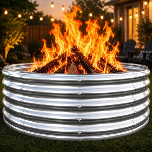 Miniatura 8 de Anillo de chimenea al aire libre de 32 pulgadas, chimenea de leña resistente al calor de 17 pulgadas de altura y chimenea para exterior, anillo