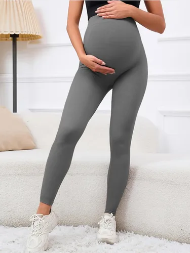 Miniatura 2 de X-SNOW FALCON Pantalones de maternidad para mujer, 2 piezas, sin costuras, leggings de yoga sobre el vientre para entrenamientos y uso diario