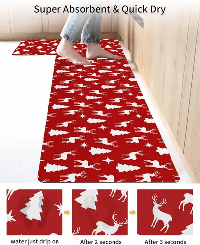 Miniatura 4 de Tapete de baño con alce navideño para bañera, antideslizante, de secado rápido y absorbente, tierra de diatomeas, ducha, fregadero, dormitorio