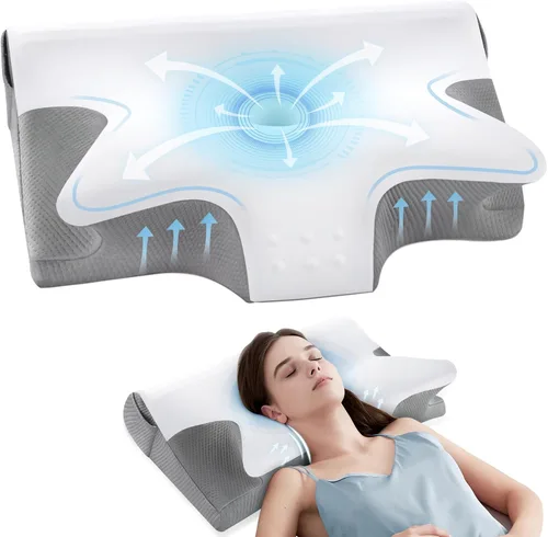 Miniatura 11 de Almohada cervical eficaz para aliviar el dolor para dormir, almohadas de espuma viscoelástica para apoyo del cuello, almohada lateral de contorno