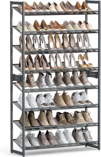 Miniatura 9 de SONGMICS ULMR03A organizador de zapatos con 3 estantes de metal apilables en dos posiciones (plano e inclinado) para armario, habitación o entrada