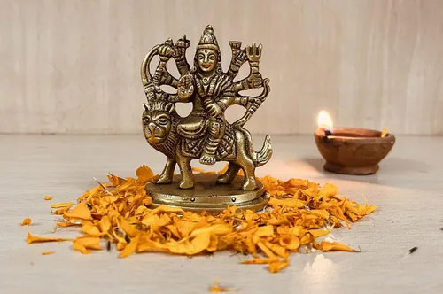 Miniatura 5 de Craftsofindia Goddess Durga - Estatua pequeña de latón, decoración divina, escultura hindú hecha a mano de 3 pulgadas para el altar del hogar