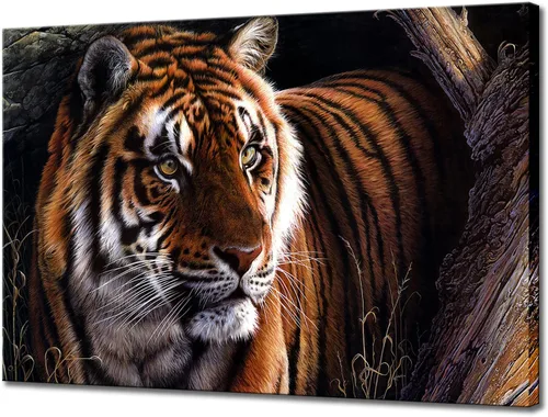KLVOS Lienzo decorativo para pared con diseño de animales salvajes, imágenes de tigre real de Bengala para pintura de pared, arte contemporáneo