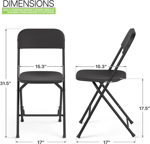 Miniatura 3 de Magshion Sillas plegables de plástico, paquete de 4 sillas de comedor plegables para bodas, fiestas, eventos, exteriores, interiores, silla ligera