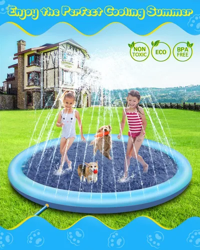 Miniatura 2 de Raxurt Alfombrilla antideslizante de 75 pulgadas para niños y perros, gruesa y duradera, para el baño, la piscina, el verano, al aire libre, Azul