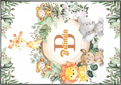Miniatura 18 de Woodland Bear Fox Deer - Alfombra personalizada de fibra de poliéster antideslizante para decoración del hogar, alfombra personalizada