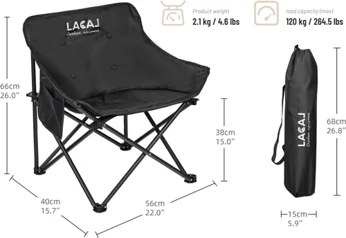Miniatura 3 de G2 GO2GETHER Silla de camping portátil, silla plegable al aire libre, silla de mochilero de tela Oxford con marco de aluminio, soporte de 264