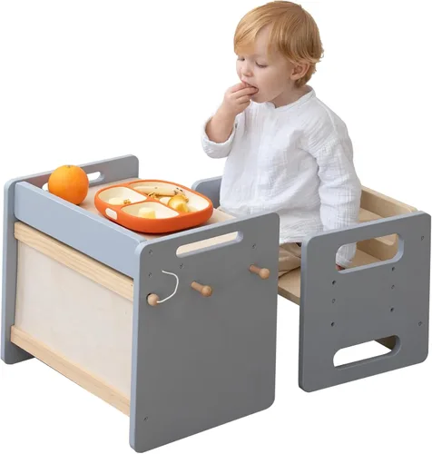 Miniatura 9 de bpmfkid Montessori - Juego de mesa y silla de destete – Diseño ajustable para niños pequeños, ideal para la hora de comer, aprender y jugar