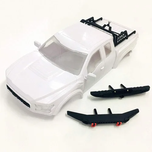 KYX Racing TRX4 ABS Raptor Cuerpo Duro y Parachoques Delantero Trasero & Repuestos Rack 12.795 in Carrocería Camión Carcasa Blanca