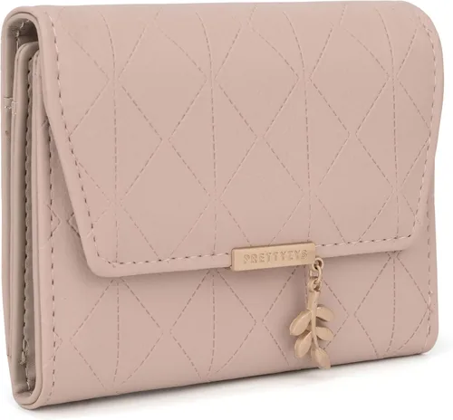 Miniatura 113 de UTO - Cartera pequeña RFID de piel sintética con dije de hoja, cierre de cremallera y tarjetero.