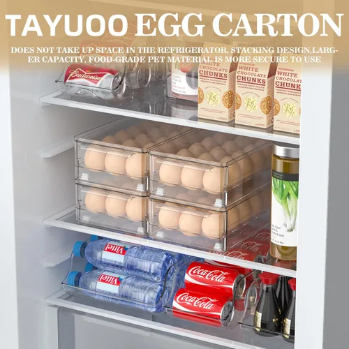 Miniatura 5 de Caja de huevos acrílica transparente 18 y 36 unidades de almacenamiento para refrigerador y cocina. Tamaño: 13.3 x 4.7 x 3.9 pulgadas (paquete de 2)