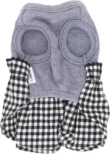 Miniatura 4 de LOPHIPETS Vestido a cuadros para perros pequeños, taza de té para niña, chihuahua, yorkie, cachorro, ropa de gato, cuadros blancos y negros, XXS