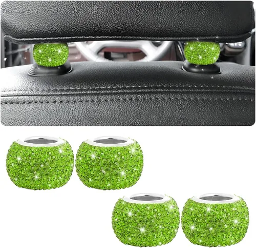 Miniatura 10 de BELOMI Paquete de 4 collares para reposacabezas de automóvil, collares brillantes para reposacabezas de automóvil, decoración de anillos, collares
