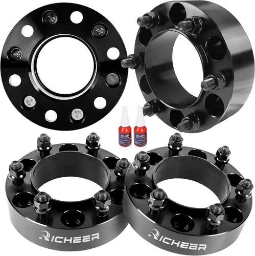 Miniatura 9 de Richeer Espaciador de rueda de 1.5 pulgadas, 6 x 5.5 para Tacoma 1995-2023 con tuercas extensibles, 4 espaciadores de rueda centrados en cubo