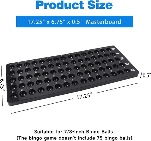 Miniatura 2 de GSE Games & Sports Expert Tablero maestro de bingo para bolas de 7/8 pulgadas, tablero de llamadas de bingo negro para fiestas, grupos grandes