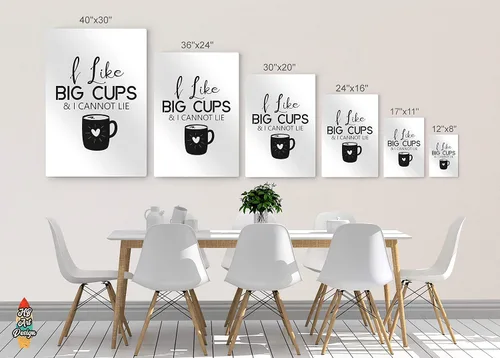 Miniatura 7 de HB Art Design I Like Big Cups & I Cannot Lie Black and White Quote and Mug Metal Print Wall Art Coffee Bar Decor Coffee Signs Kitchen Wall Decor