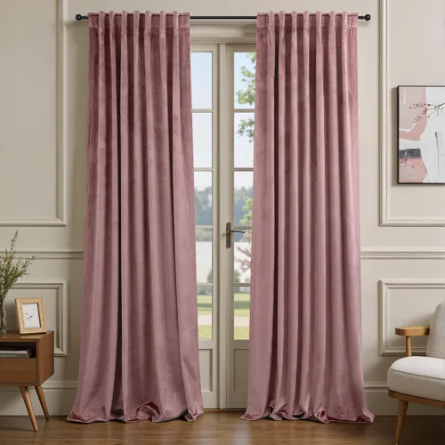 Miniatura 11 de Cortinas de terciopelo opacas para oscurecer la habitación de 63 pulgadas de largo para sala de estar, comedor, 2 paneles, privacidad pesada