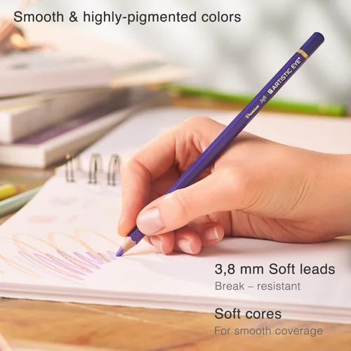 Miniatura 2 de ARTISTIC EYE - Lápices de colores de alta calidad, juego de 72, minas de núcleo suave de 0.150 in, colores ricos y vibrantes, mezclables, perfectos
