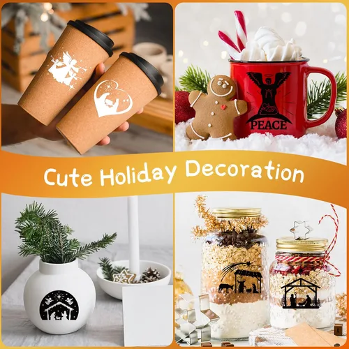Miniatura 6 de 45 piezas de calcomanías UV con palabras de Navidad para decoración de bola de Navidad, calcomanías de letras de saludo inspiradas en vacaciones