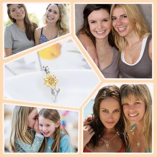 Miniatura 4 de Tarsus Collar de girasol hipoalergénico, regalos de joyería para mejores amigas, mujeres, adolescentes y niñas, no conocido