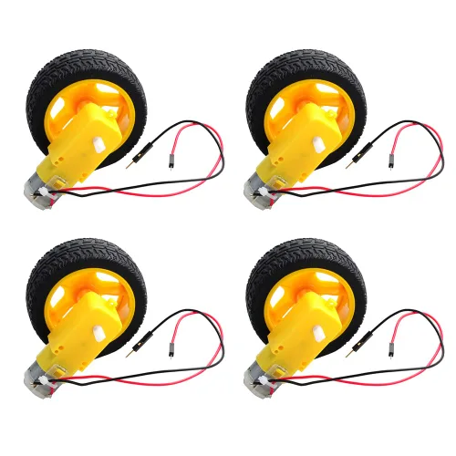 Miniatura 6 de Motor TT con conductores DC 3-6V Motor caja de cambios 1:48 200RPM rueda de neumático para Arduino Smart Car 2Pin Cable conector macho
