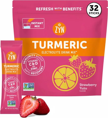 Miniatura 16 de ZYN Paquetes de Mezcla de Bebida de Electrolitos para Hidratación, Polvo de Electrolitos, Paquetes de Hidratación con Cúrcuma Curcumina, Vitamina C