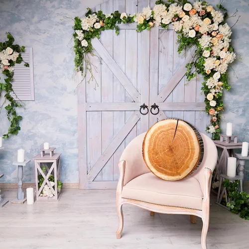 Miniatura 6 de Queekay 2 cojines redondos decorativos de madera para suelo, impresión digital 3D, decoración de bosque, almohada circular suave, lindo muñón