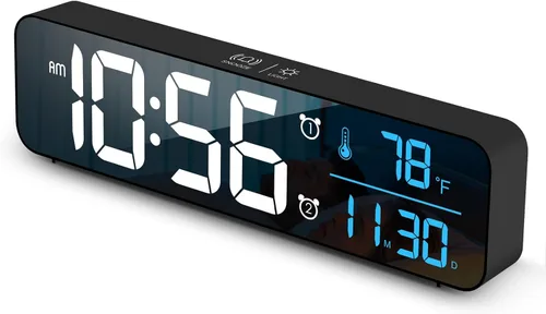 Miniatura 10 de Reloj digital de pantalla grande, reloj despertador para sala de estar, oficina, decoración de dormitorio, LED eléctrico con cable, pantalla