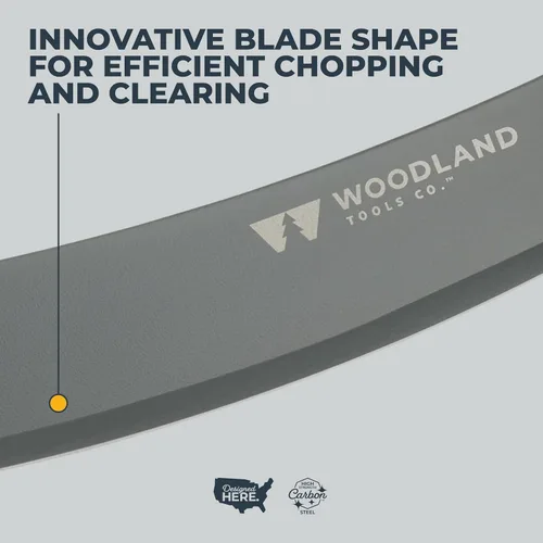 Miniatura 5 de Woodland Tools Machete resistente – Hoja curvada Parang de 16 pulgadas con espiga completa, mango ergonómico y funda de nailon balístico – Cortador