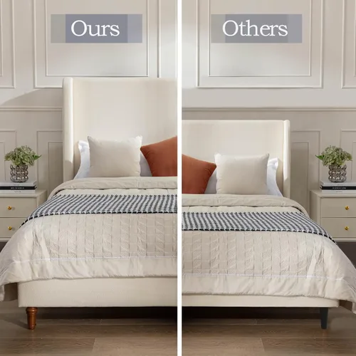 Miniatura 5 de Base de cama tapizada tamaño Queen, cabecera acolchada de 54" con respaldo geométrico, plataforma tapizada para dormitorio de niños, adolescentes